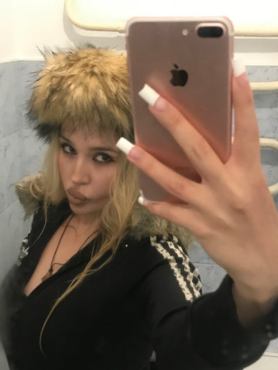 faux fur hat: Slavic Era custom vintage