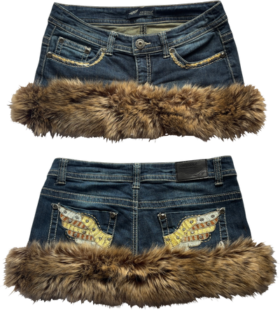Reworked vintage skirt Arizona 2000s vibes / faux fur