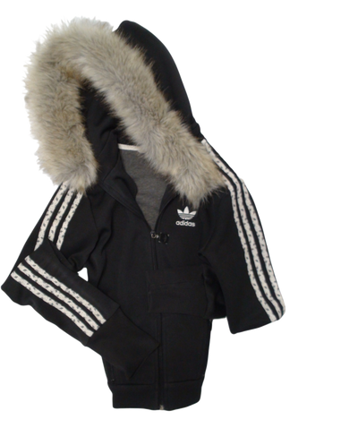 custom vintage Slavic Drift: adidas zip ☆ faux fur